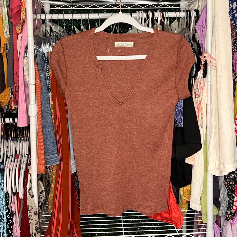 Free People Brown V Neck Top XS